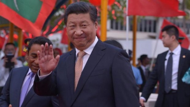 President Xi Jinping arrives in the Maldives, where he told Chinese tourists to eat less instant noodles and more local seafood.
