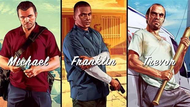 The three protagonists in Grand Theft Auto V.