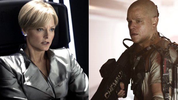 Leanings: Jodi Foster and Matt Damon in <em>Elysium</em>.