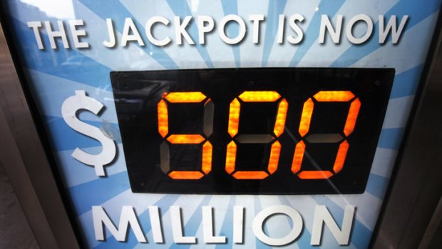 A newsagent sign advertising the ridiculous Mega Millions lotto jackpot.