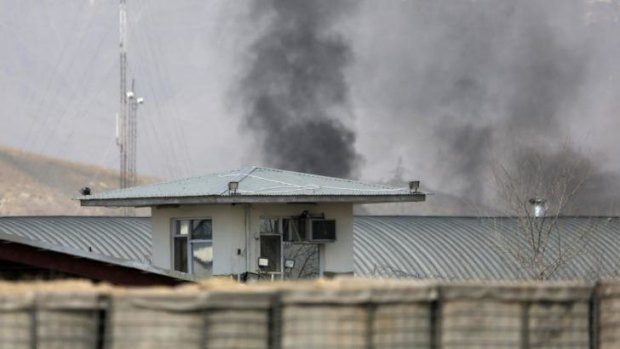A Taliban attack on the Independent Election Commission headquarters in Kabul on Saturday. 