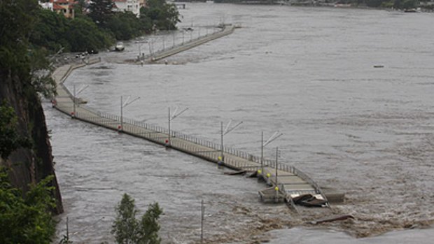 The floating Riverwalk is at risk of floating away and needs to be destroyed, Brisbane Lord Mayor Campbell Newman says.