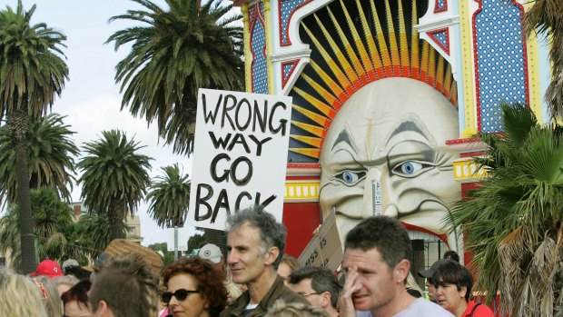 Dave Hughes joined hundreds of St. Kilda triangle development protesters in 2007.