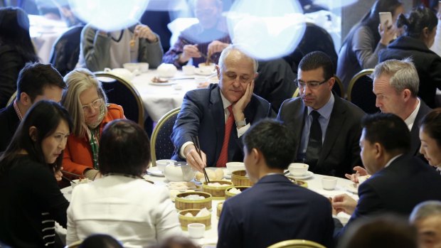 Prime Minister Malcolm Turnbull with his wife Lucy at the Sunny Harbour Yum Cha restaurant.