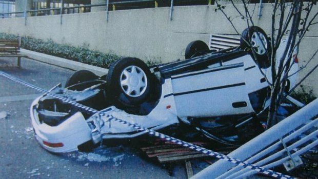 Fatal car accident: Vehicle plunged nine metres after being reversed through a barrier.