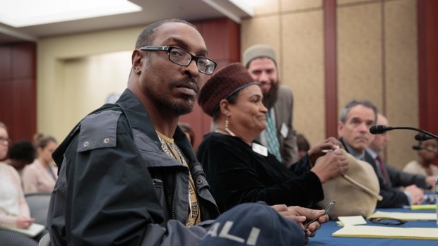 Muhammad Ali Jr and his mother, Khalilah Camacho-Ali, attend a forum on Capitol Hill in Washington.