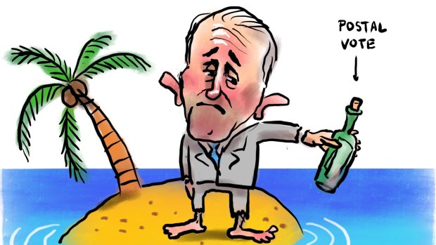 Malcolm Turnbull is all at sea on same-sex marriage. Illustration: Matt Davidson