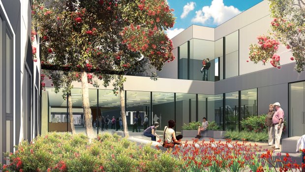 An artist's impression of the courtyard of the proposed University of Canberra public hospital. 
