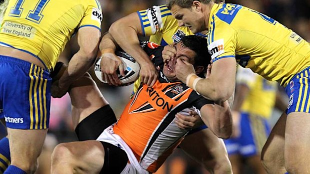 Tough going ... Chris Heighington has moved on from the Tigers to play for the Sharks from 2013.