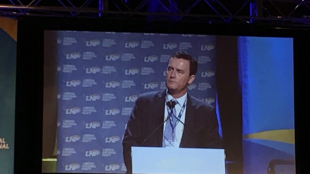 LNP state president Gary Spence address the convention in Brisbane.