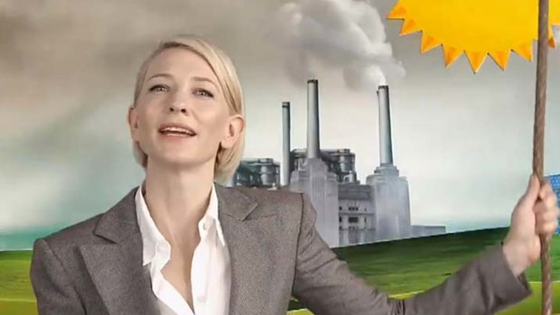 Cate Blanchett in the carbon-tax advertisement.