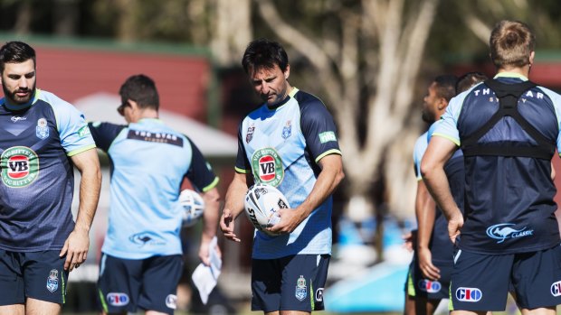 Coaching's big role: The Blues train with Laurie Daley in Coffs Harbour before departing for Sydney. Photo: James Brickwood