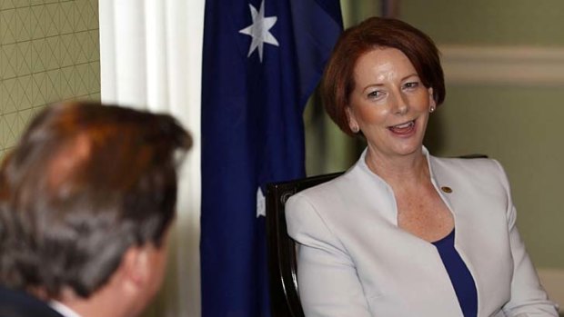 High-level talks ... Australian Prime Minister Julia Gillard meets British Prime Minister David Cameron.