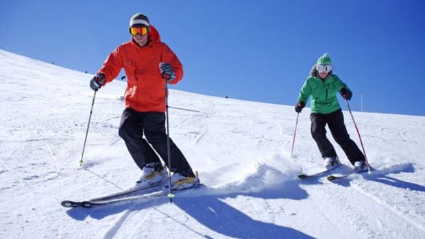 Knees up ... hitting the slopes at Mount Buller.