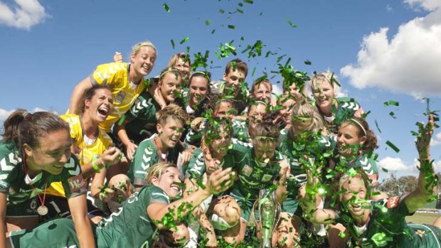 Victors ... Canberra United, undefeated all season, downed Brisbane 1-0 in a thrilling W-League grand final in January.