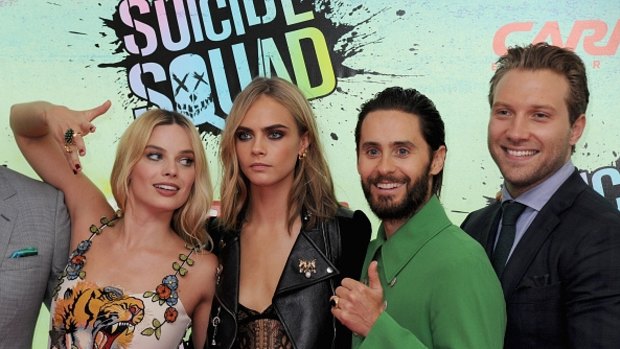 Margot Robbie, Cara Delevingne, Jared Leto and Jai Courtney attend the European premiere of Suicide Squad in London, England.