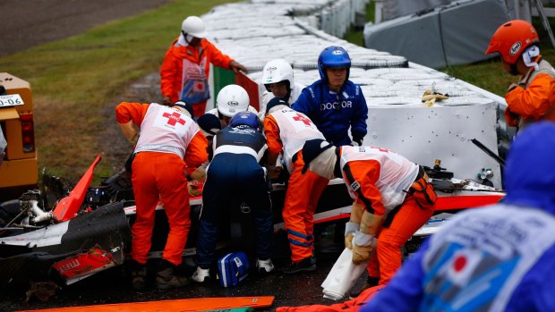Horror crash: Jules Bianchi was pulled from a crash during the Japanese Grand Prix at Suzuka Circuit on October 5.