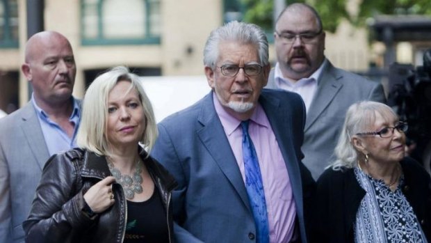 Rolf Harris arrives at court with his wife Alwen Hughes and daughter Bindi.