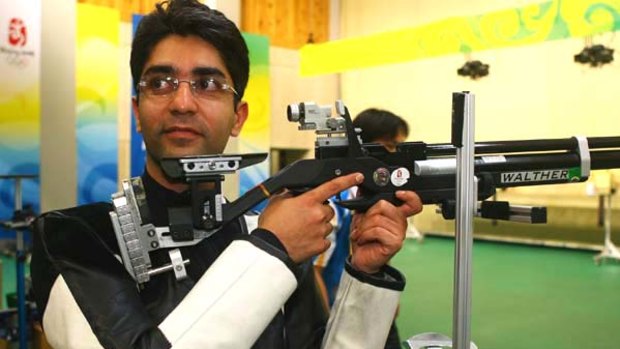 Reigning Olympic champion in the 10m air rifle, Abhinav Bindra of India.