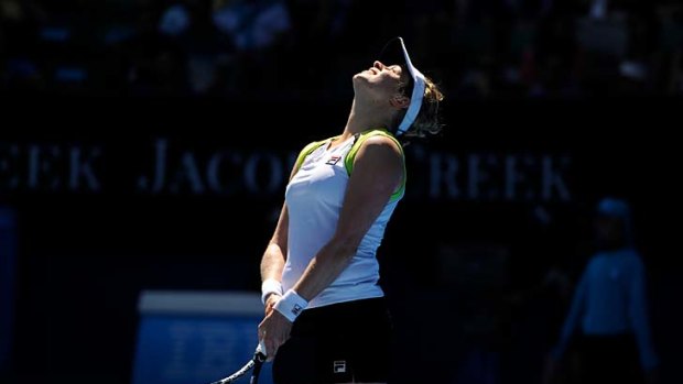 Not her day: A spent Kim Clijsters yesterday after her last Australian Open, ''I'll go home and I'll know that I gave it my all.''