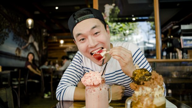 A moment of joy - Neil Lee enjoying a freakshake at Patissez in Manuka. VisitCanberra has launched a new campaign that promotes the ACT as a place to do a a lot of things in a short amount of time, all within close proximity of each other.
