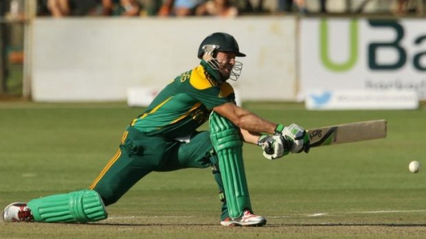 Within reach: AB de Villiers led the Proteas to victory in the unlikely run chase.