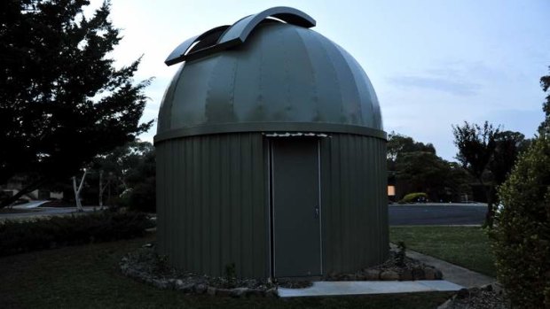 The observatory is in the front yard of the Canberra home.