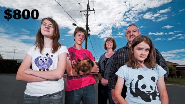 Paying more ... the Lembit family from Queanbeyan (left to right) Charlotte, 16, Norm, 15,  Julie,  Murray and Eliza, 11.