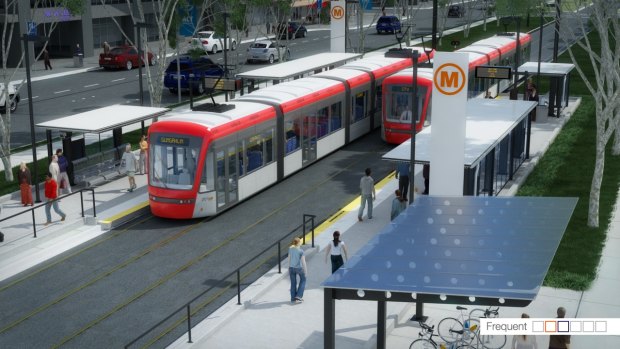 An artist's impression of the proposed Capital Metro light rail.