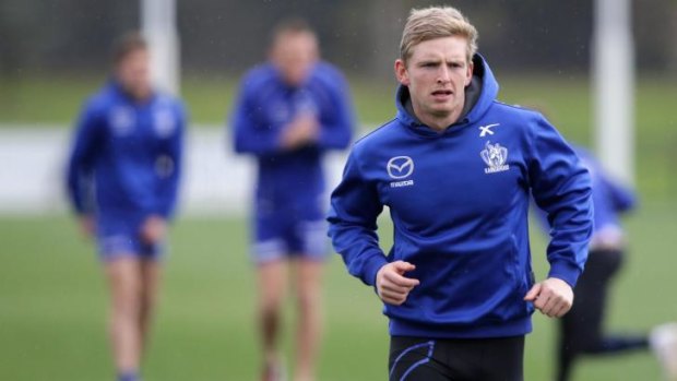 Determined: Jack Ziebell at training on Friday.
