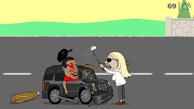A screen grab from the Tiger Woods Wife Outrun web game.
