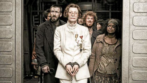 Tilda Swinton and fellow travellers in <i>Snowpiercer</i>.