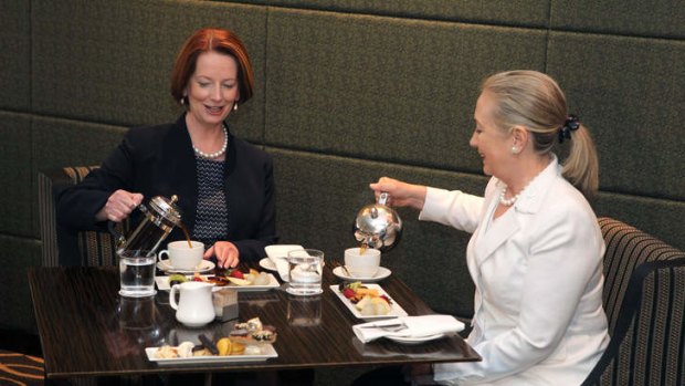 Meet and eat: With Julia Gillard in 2012.