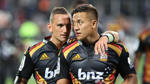 Tim Nanai-Williams (R) hasn't given up hope of playing for the All blacks.