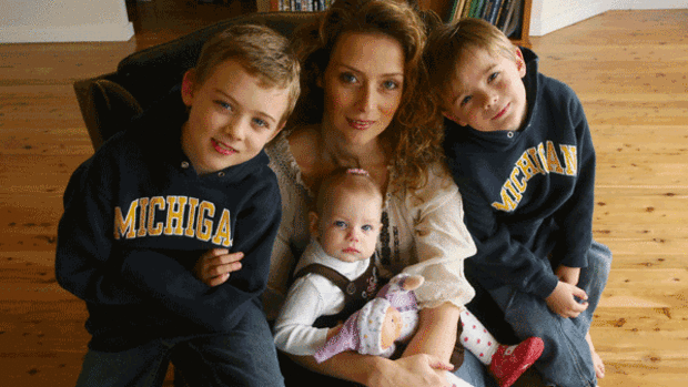 Jennifer Wolford with her children Noah, 7 (left), Zachery, 5, and baby Violet, 13 months.