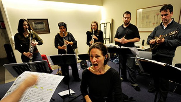 Deborah Kayser and an ensemble from the Chamber Made Orchestra rehearse Exile, soon to become and iPad app.