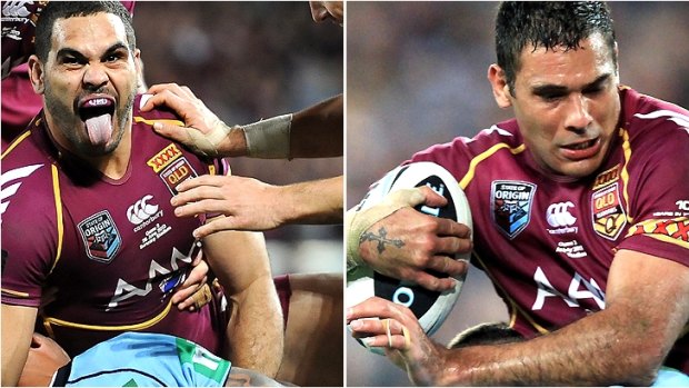 Star centres: Greg Inglis and Justin Hodges may prove the difference for the Maroons.