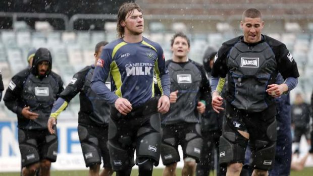 A scene like this is unlikely... on August 17 last year, It actually snowed at Canberra Stadium during Raiders training.