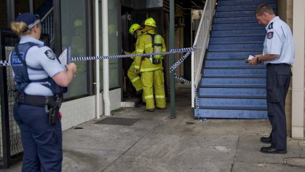 Fire crews and police investigate a fire in a cafe in Brierly street, Weston.