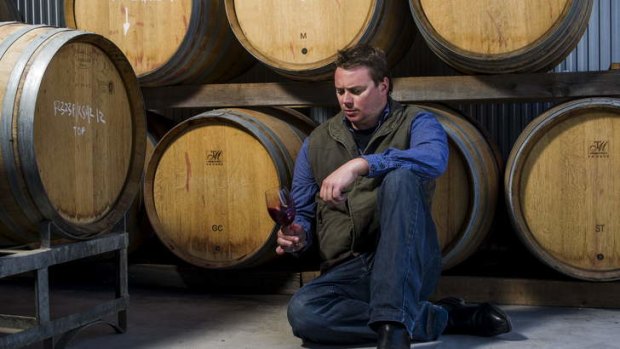 Winemaker Nick O'Leary in his winery at Bywong.