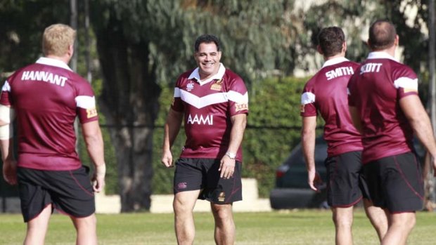 Seventh heaven ... Queensland coach Mel Meninga during a State of Origin training session in Melbourne last week. His side are aiming for a recod seventh consecutive series win in the compeitition.