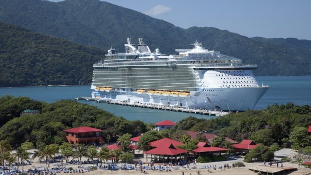 Oasis of the Seas docked at Labadee.