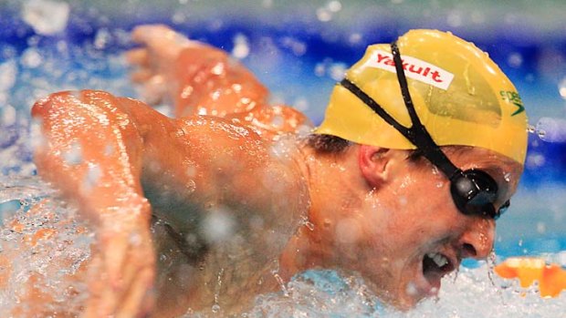 Nick D'Arcy takes part in the men's 200m butterfly final at the NSW titles yesterday.
