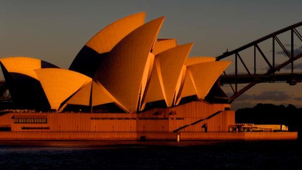 The Sydney Opera House at first light.