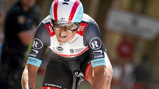 Fabian Cancellara powers to victory in the only individual time trial in this year's Vuelta.