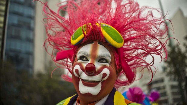 A clown participates in the Latin American Clown Convention in Mexico City.