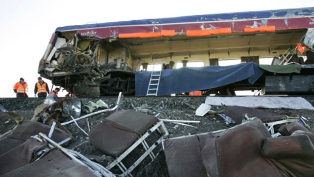 Carnage: Eleven died when a truck collided  with a V/Line train near Kerang in 2007.