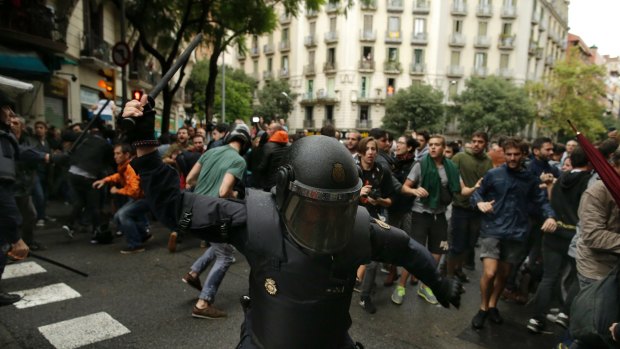 Spanish riot police used clubs against would-be voters, resulting in hundreds of injuries.