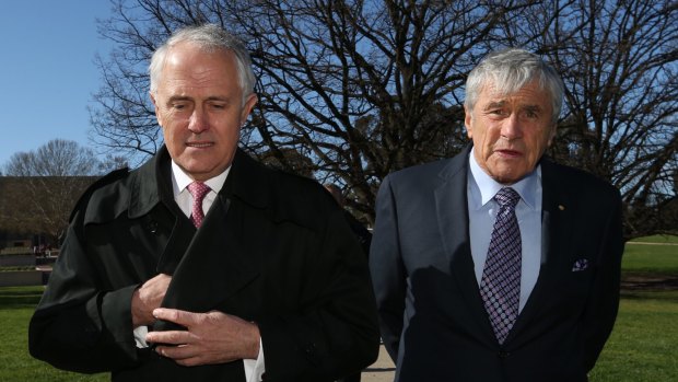 The move will, the union says, put 'incredible power in the hands of one mogul': Kerry Stokes, pictured here with Prime Minister Malcolm Turnbull.