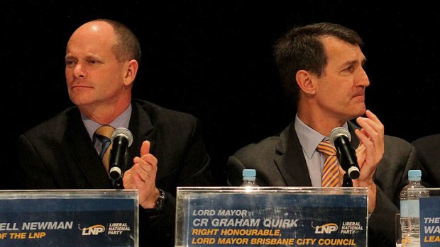Lord Mayor Graham Quirk (right) is hoping he and Premier Campbell Newman (left) see eye-to-eye on issues now Newman leads the state.